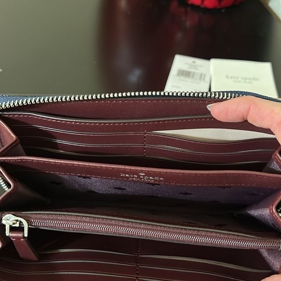 Kate Spade NWT Love Birds Large Continental Wallet - Navy Leather Bird Appliqué - Picture 14 of 17